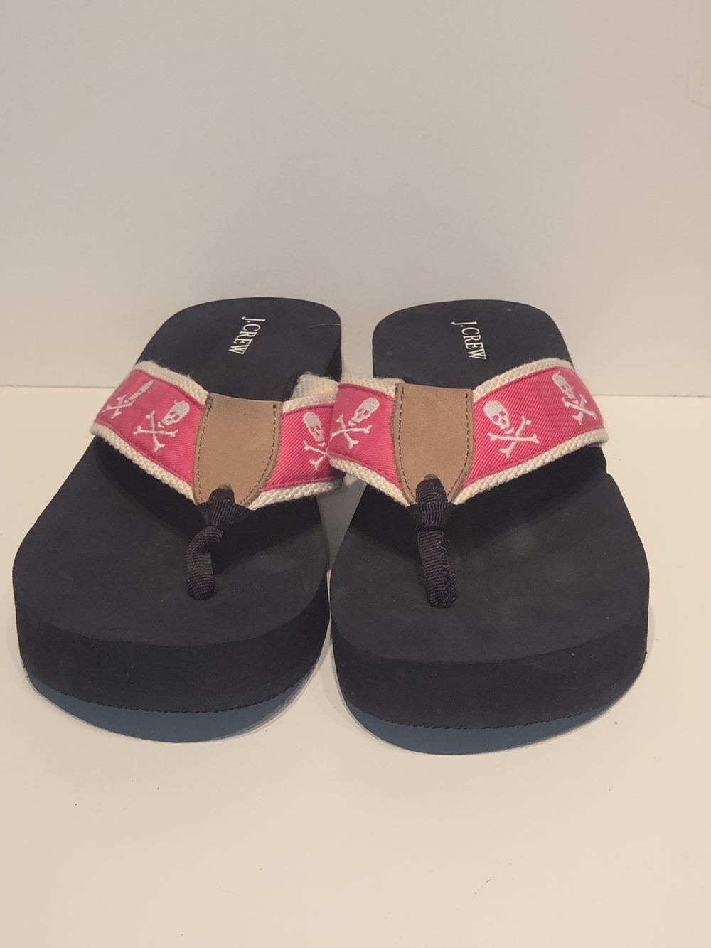 J. Crew Pink Skull Strap Platform Sandals